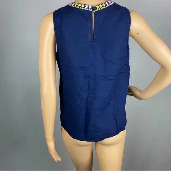 J. Crew women's Size 0 Sleeveless Blouse Top Navy Floral - Picture 2 of 6